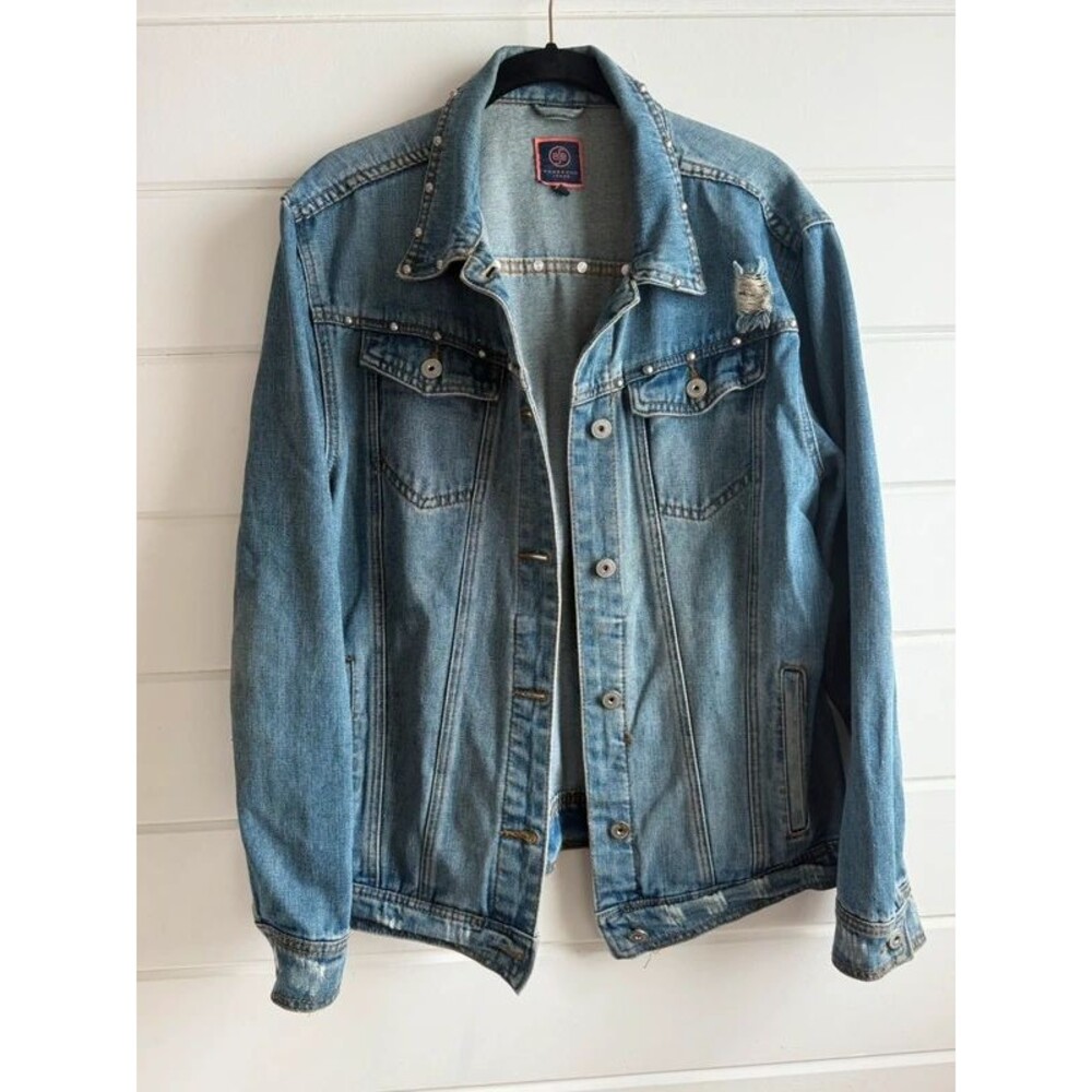 Boom Boom Jeans Nefelibata Cloud Walker Graphic Studded Jean Jacket Small 100